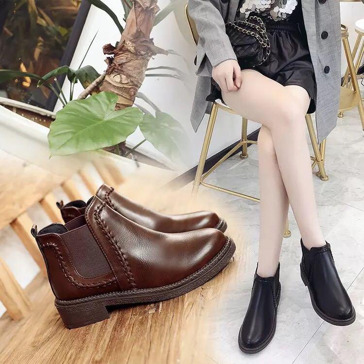 35 40 European Station Retro Booties Thick With Chelsea Boots