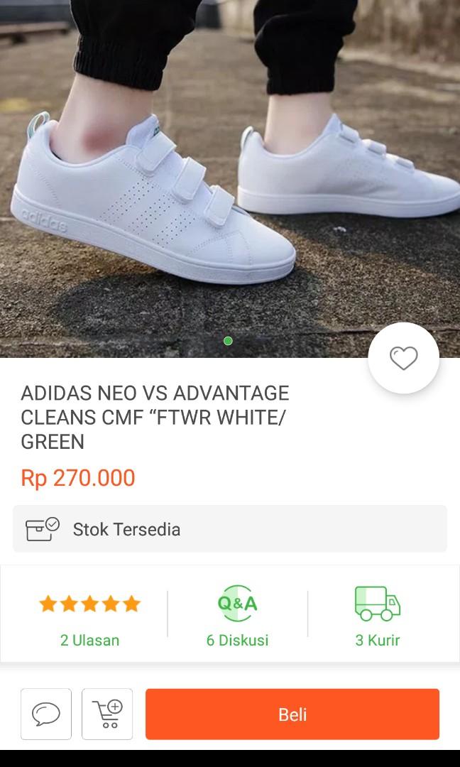 adidas neo white green 38 2/3, Fesyen 