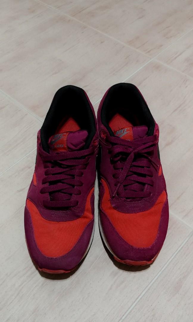 Air Max 1 Premium Suede Maroon Red Men s Fashion Footwear Dress