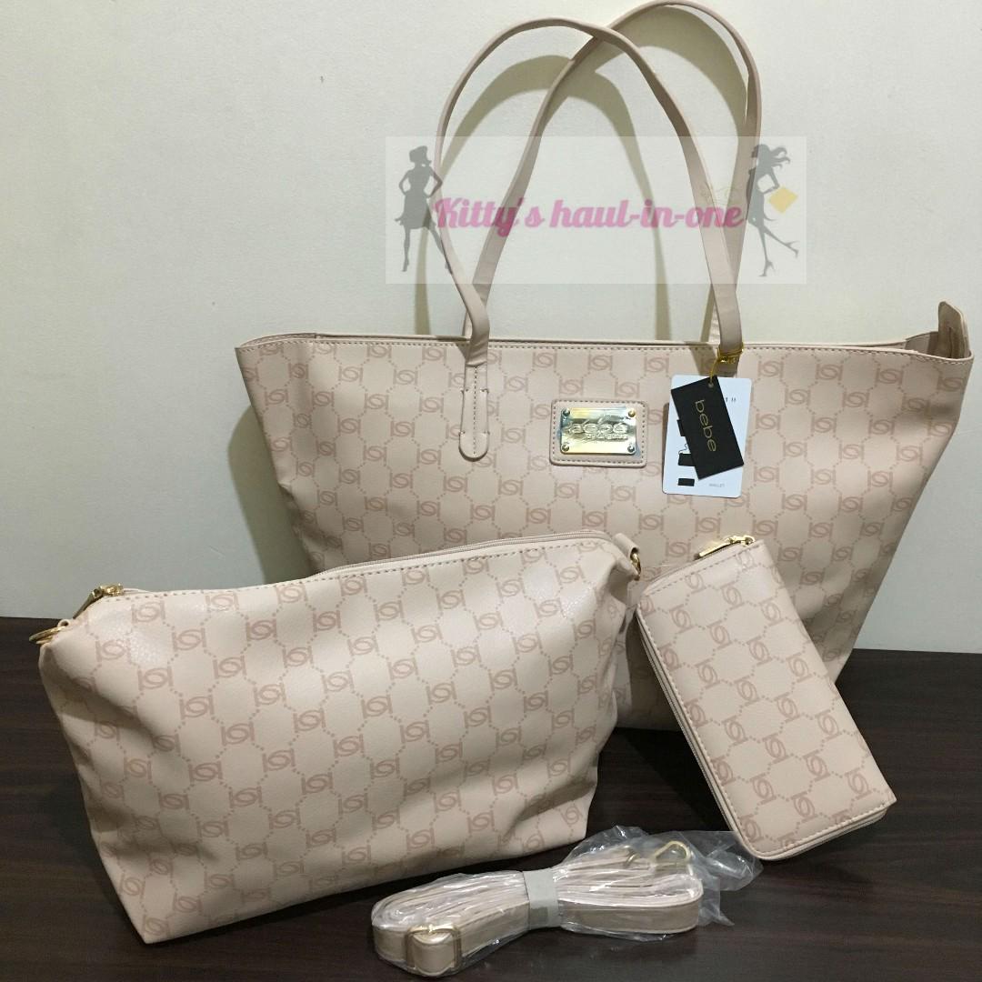 Bebe Lonni Logo Tote Blush 3 For 1 Women S Fashion Bags Wallets Cross Body Bags On Carousell