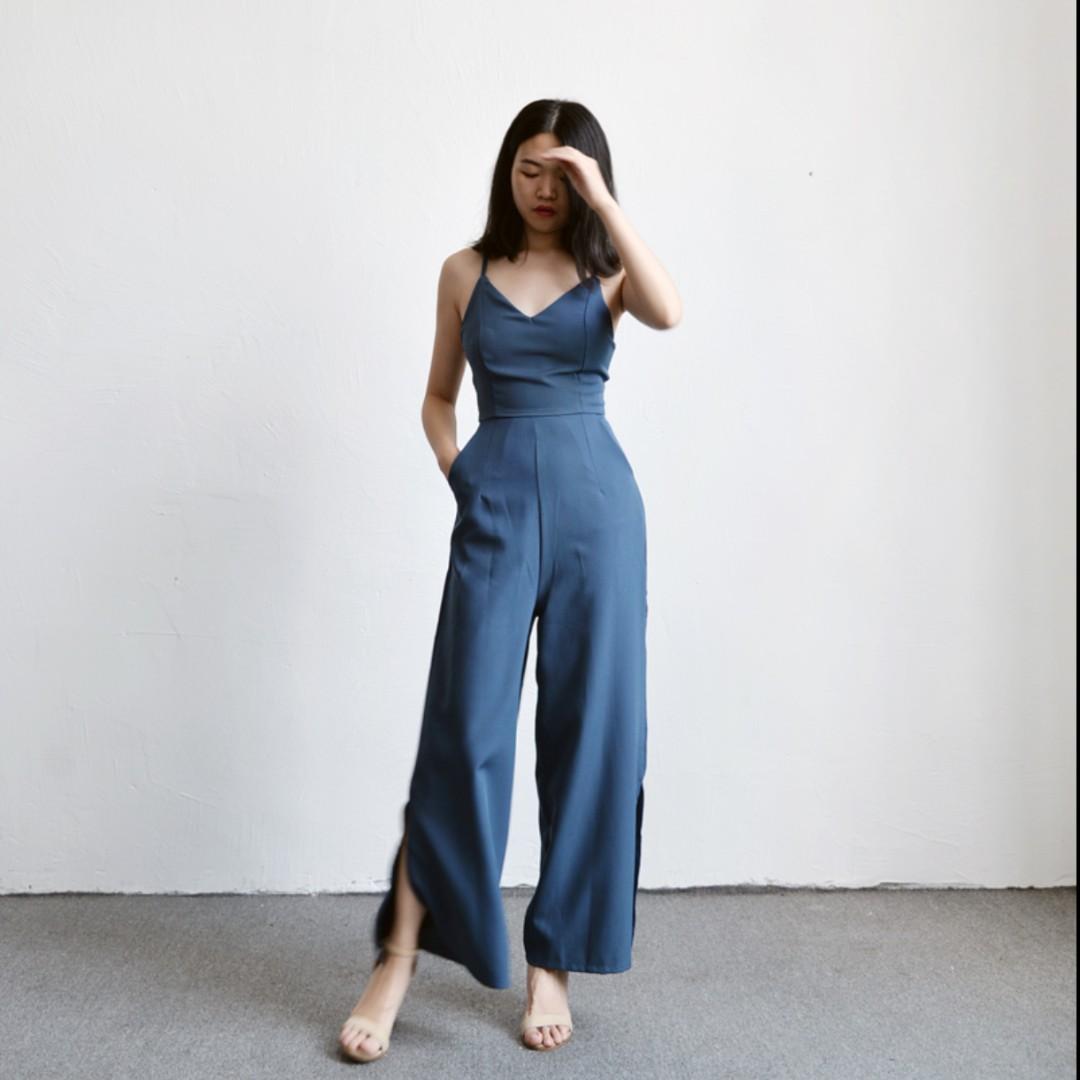 dusty blue jumpsuit