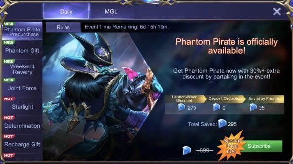 Epic Skin Roger Phantom Pirate Mobile Legends Toys Games Video Gaming In Game Products On Carousell