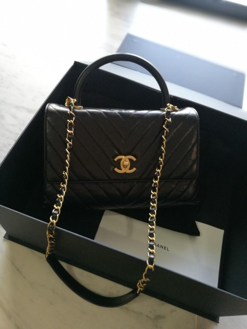 Full set Chanel coco handle chevron small size, Luxury, Bags & Wallets ...