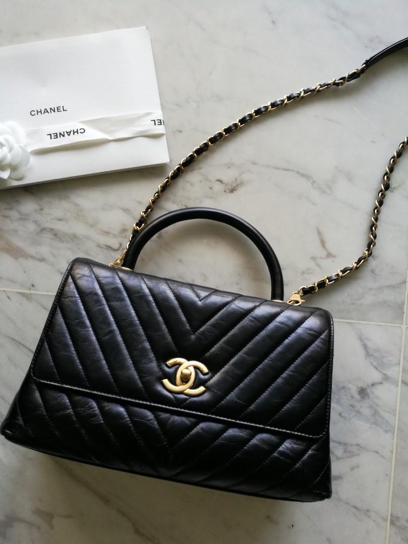 Chevron Chanel Coco Handle Small Size Full Set Chanel Coco Handle