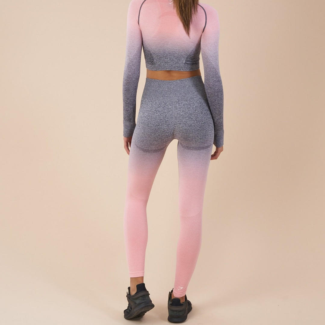 Gymshark Ombre Seamless Leggings - Peach Pink/Charcoal - Extra