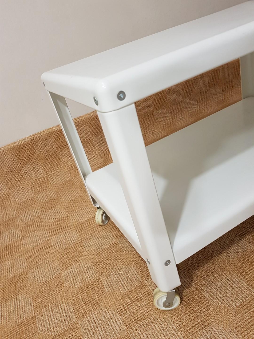 Ikea metal table with castor wheels, Furniture & Home Living, Furniture, Tables & Sets on Carousell