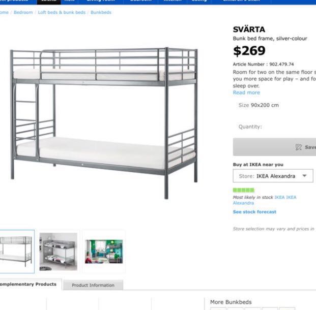 Ikea Svarta Bunk Bed Frame No Mattress Underbed Furniture Share This Listing