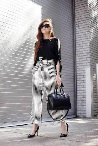 black and white square pants outfit