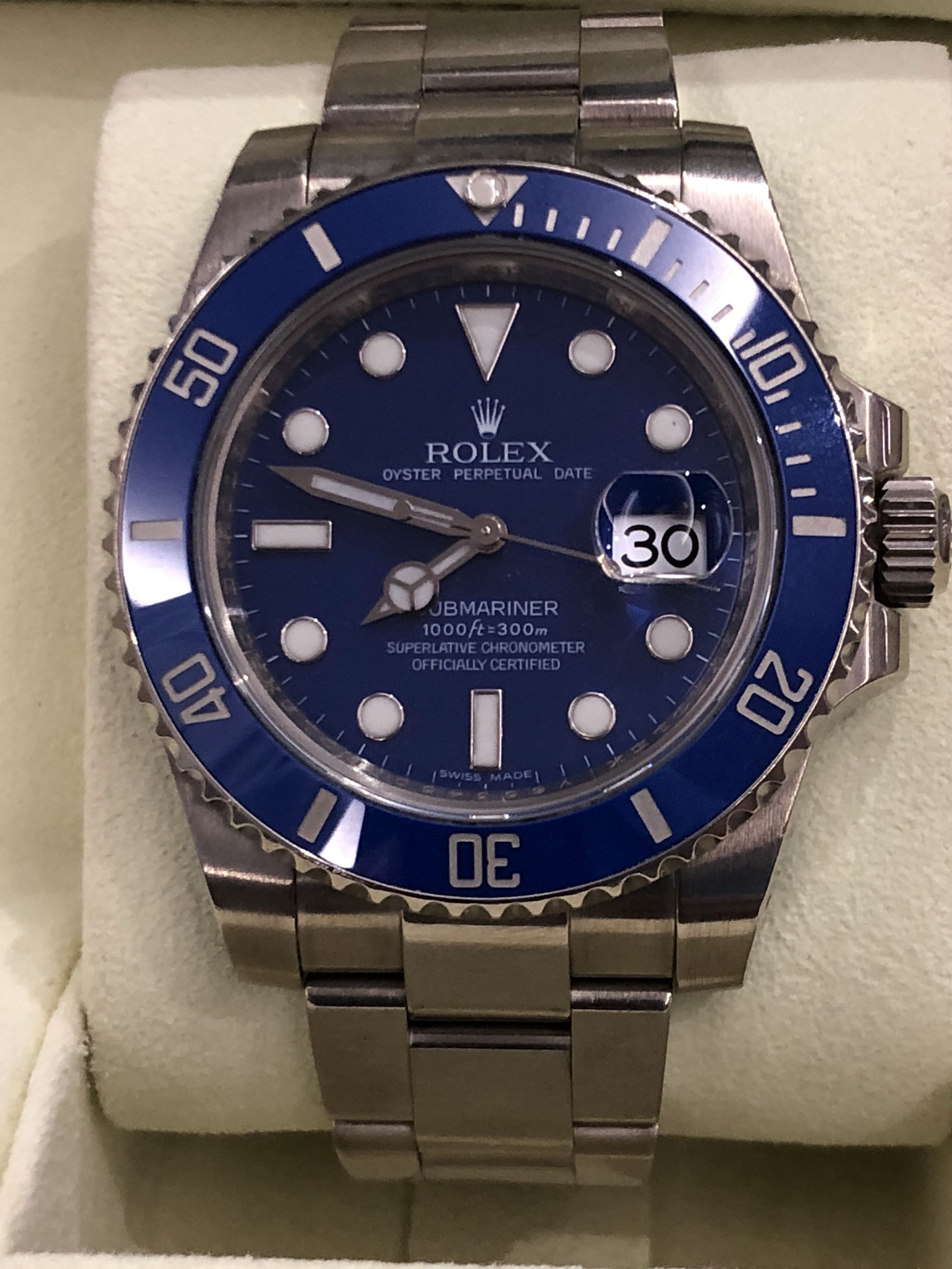 Rolex 116619LB Blue Smurf sub white gold