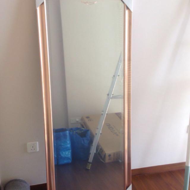 Rose gold floor mirror, Furniture, Home Decor, Others on Carousell