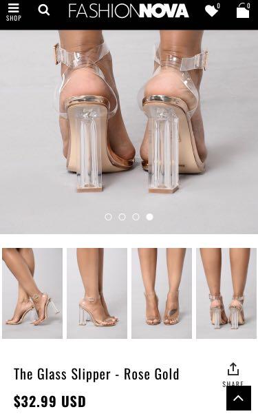 Gold glass clearance heels