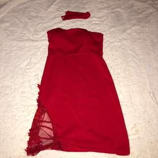 Lace beaded tube dress