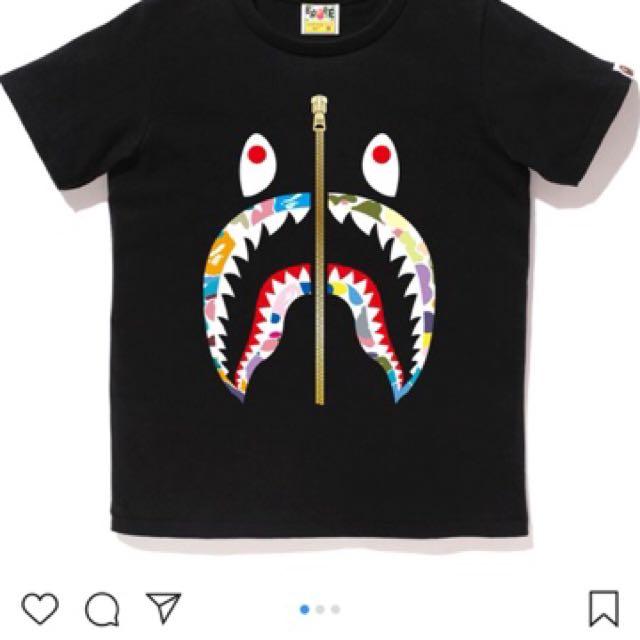 Bape multicolor shark tee clearance