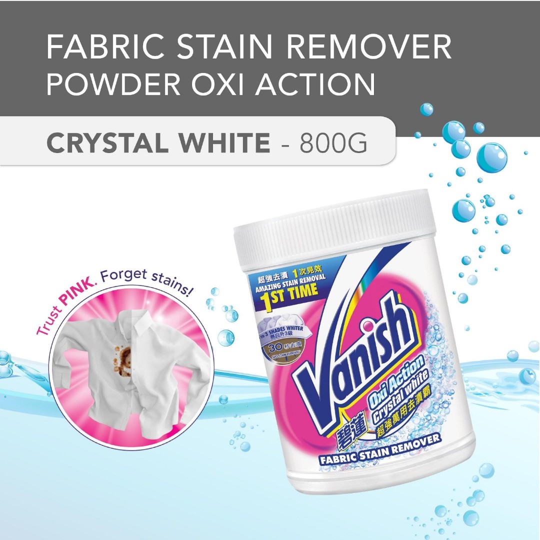bn vanish oxi action crystal white fabric stain remover whitener 1kg furniture home living cleaning homecare supplies cleaning tools supplies on carousell