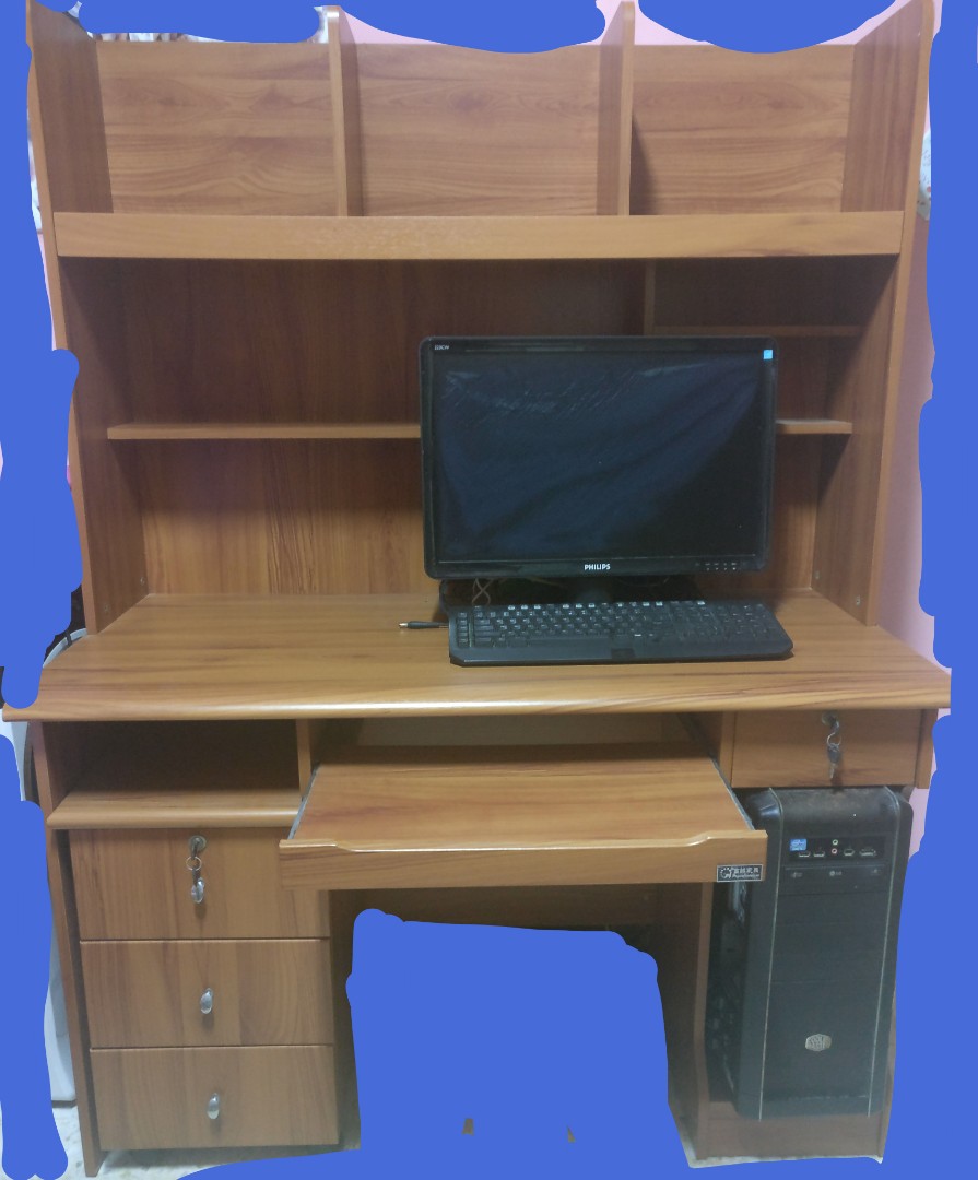 Computer Table Display Cabinet 3 In 1 Furniture Shelves Drawers On Carousell