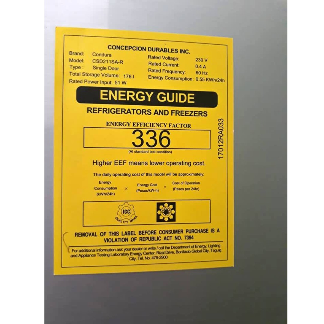 Condura refrigerator deals power consumption