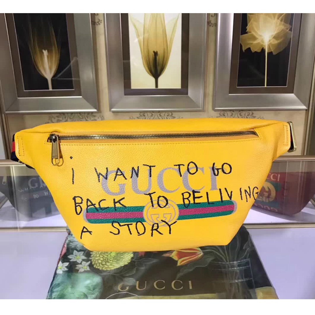 gucci black and yellow belt bag