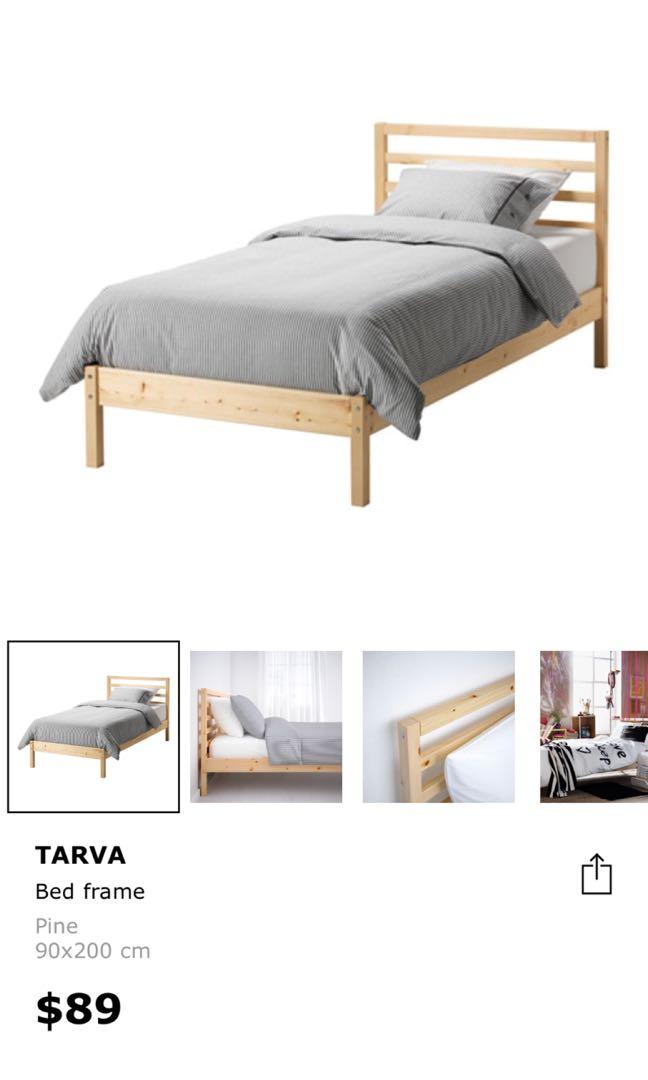 Ikea singles bedframe completed with slated bed base, Furniture & Home