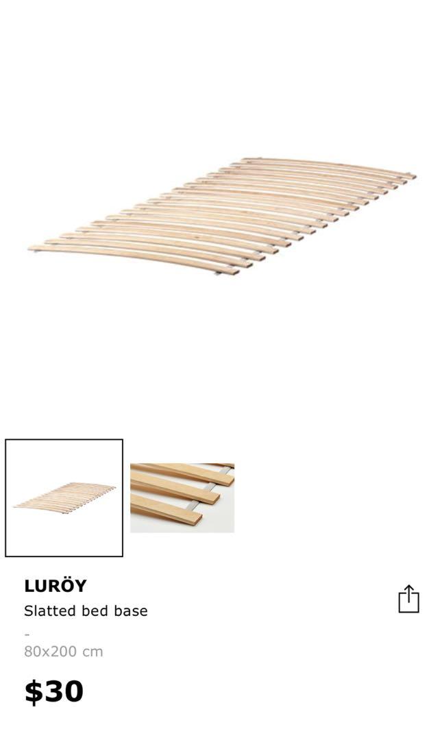 Ikea singles bedframe completed with slated bed base, Furniture & Home