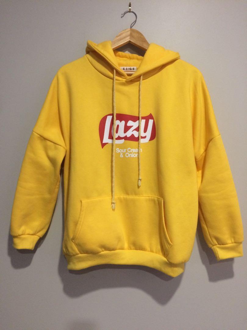 lazy yellow hoodie