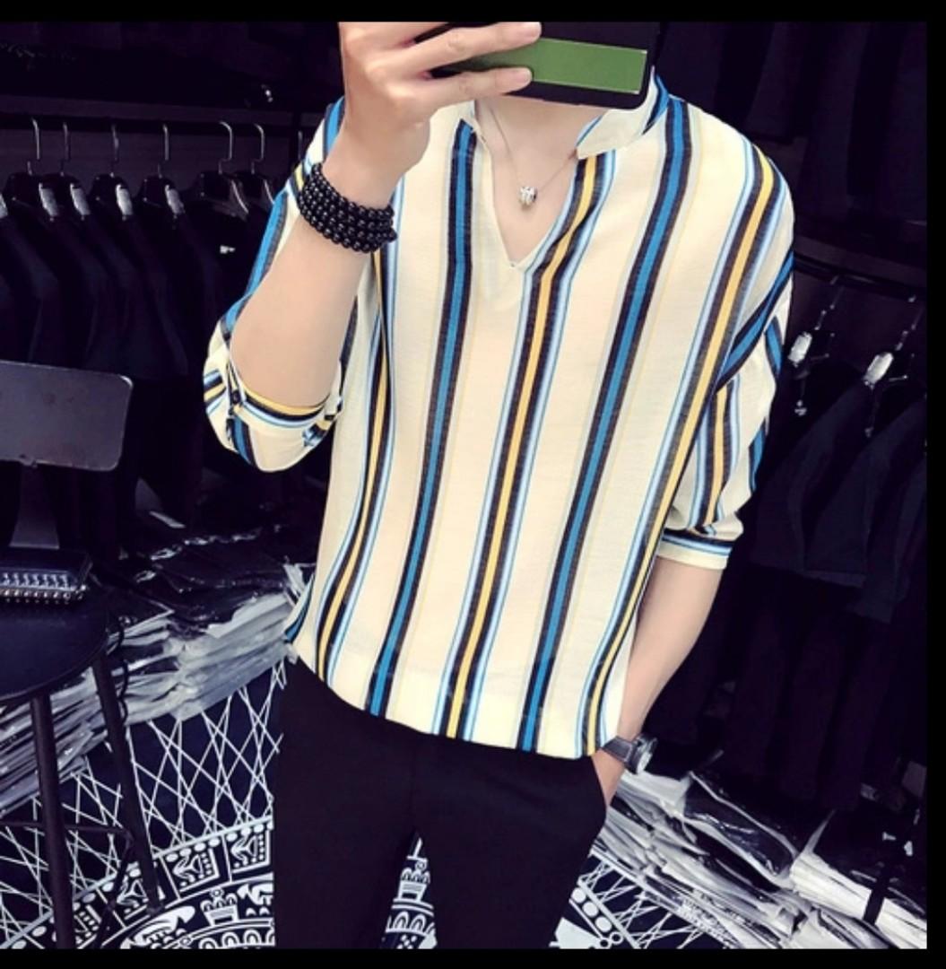 Men Fashion Korea Stripe Shirt Men S Fashion Clothes Tops On Carousell