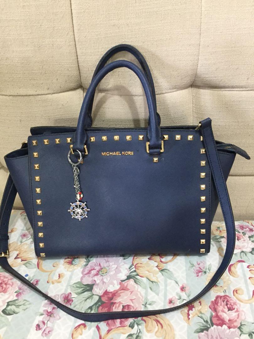 Michael kors blue bag with studs