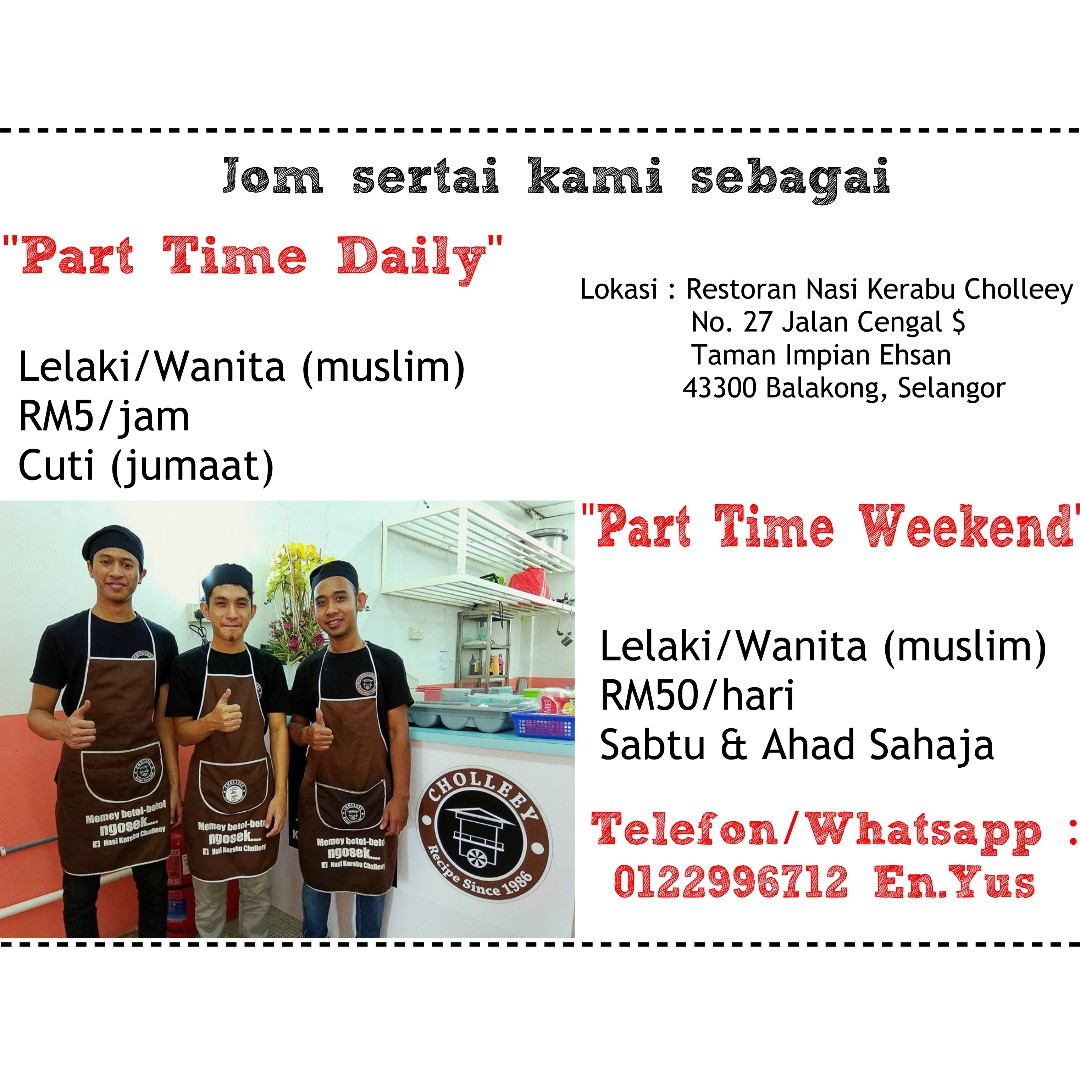 Part Time Weekend Krew Restoran Jobs Part Time Hospitality F B