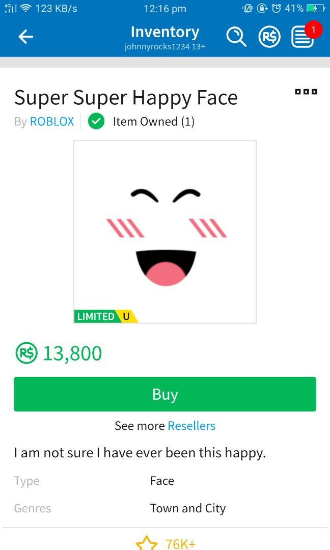 Roblox Super Super Happy Face Toys Games Video Gaming In Game - super happy face roblox cheap