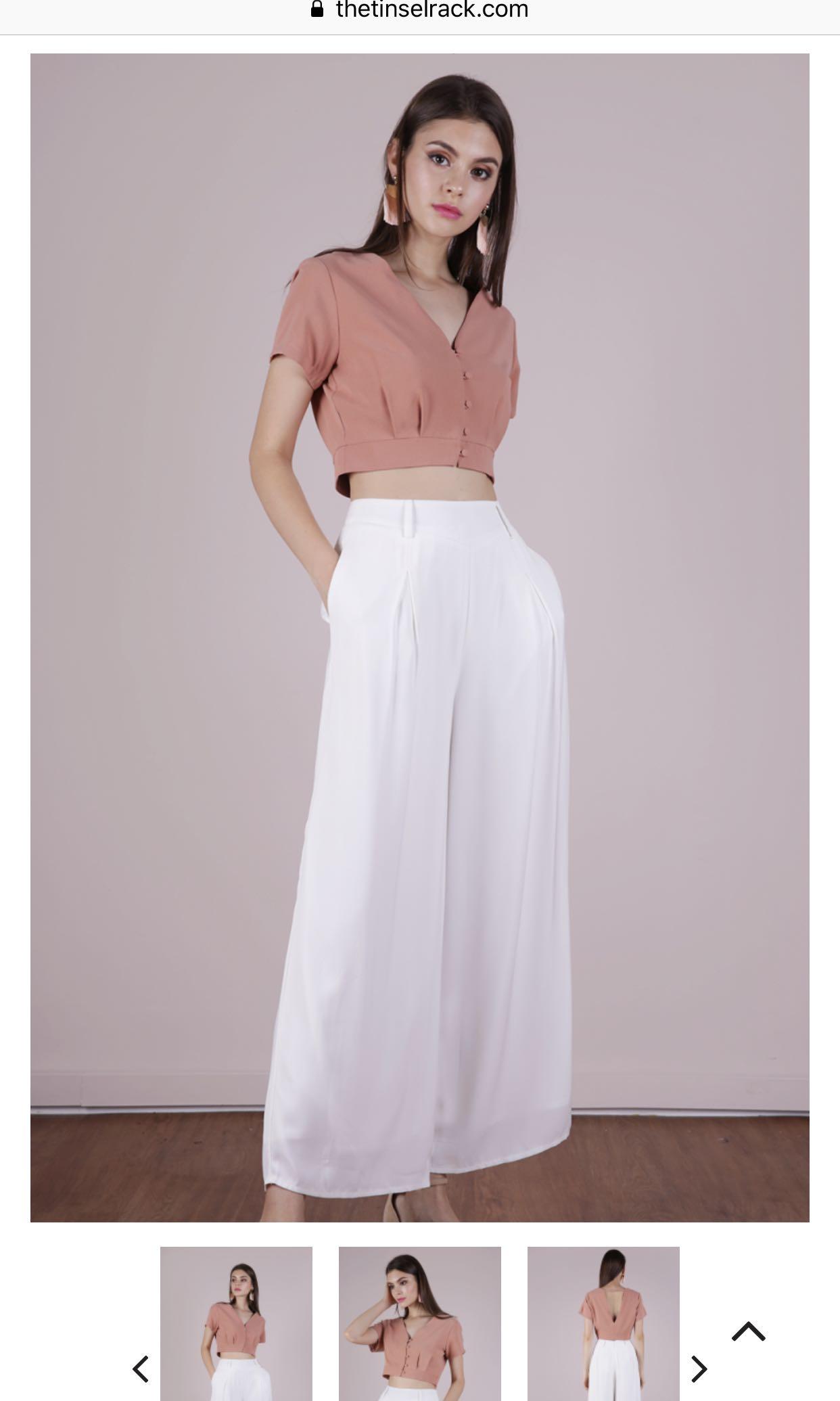 high waisted white flowy pants