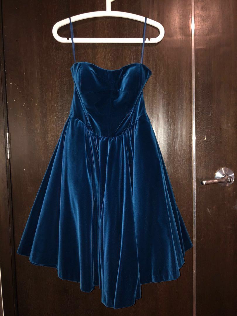 ted baker blue velvet dress