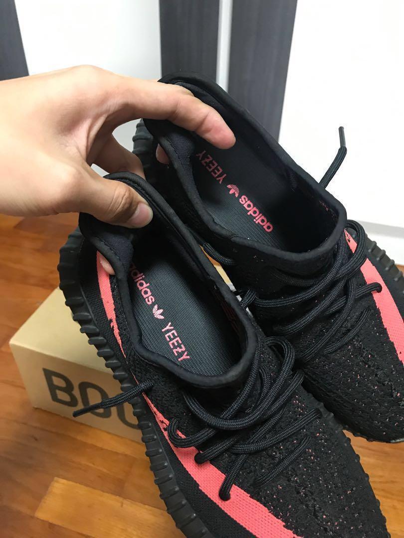 Yeezy Boost 350 V2 Red Stripe / Core Black Red, Men's Fashion, Footwear,  Sneakers on Carousell