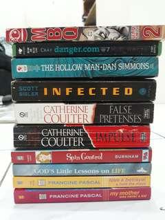 Assorted fiction books