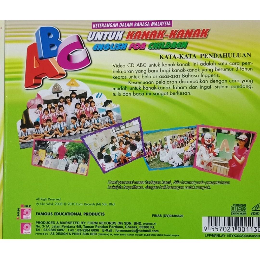 Abc English For Children Untuk Kanak Kanak Vol 1 Vcd Music Media Cd S Dvd S Other Media On Carousell