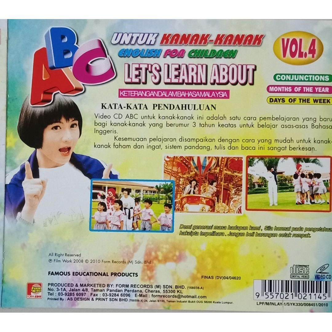 Abc English For Children Untuk Kanak Kanak Vol 4 Vcd Music Media Cd S Dvd S Other Media On Carousell
