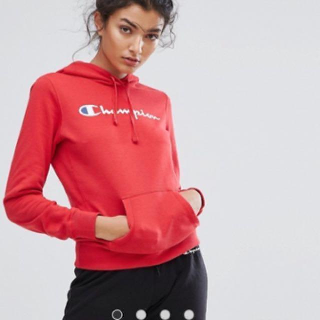 Red champion sweatshirt womens sale
