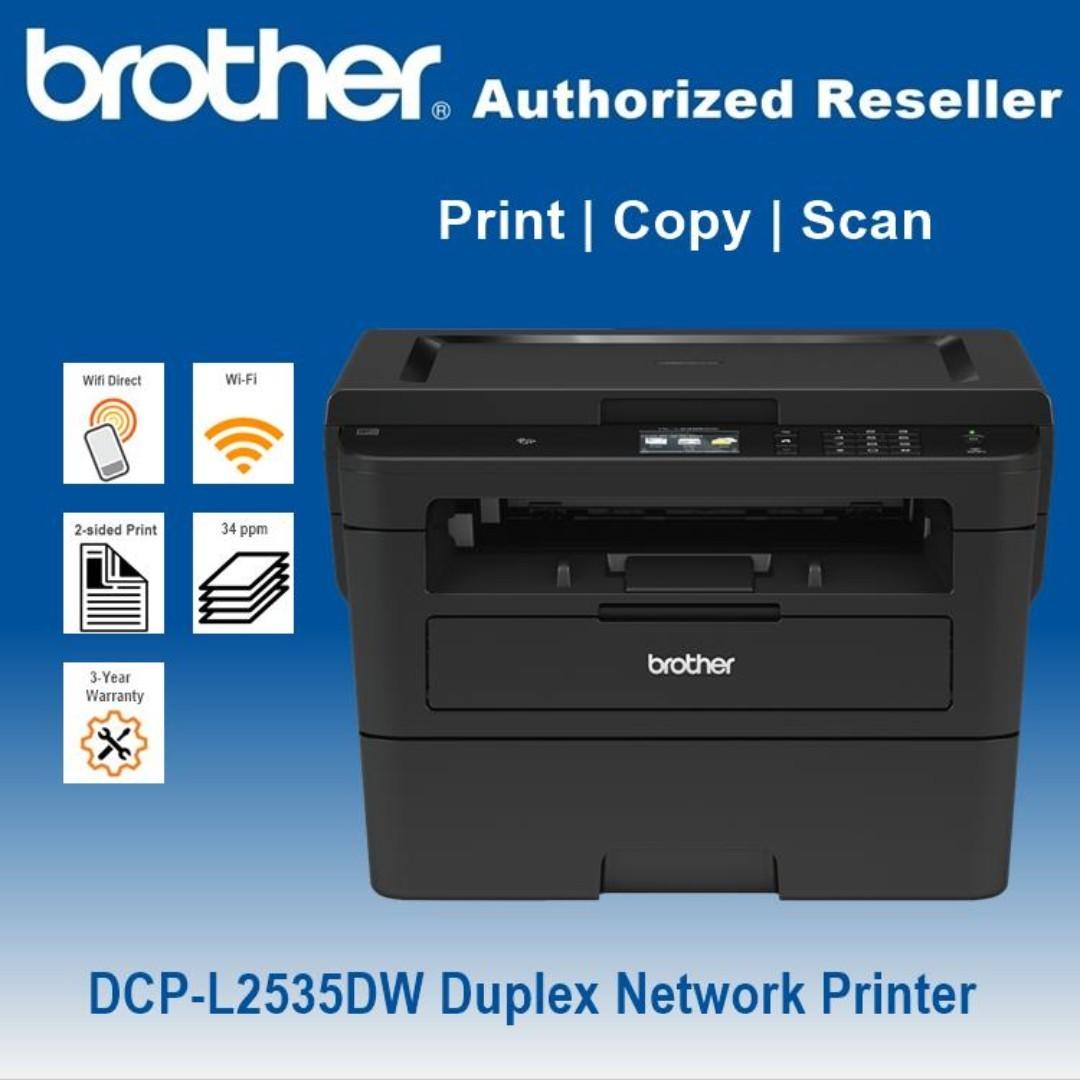 Brother DCPL2535DW Print, Scan, Copy Laser Printer + Toner, Computers