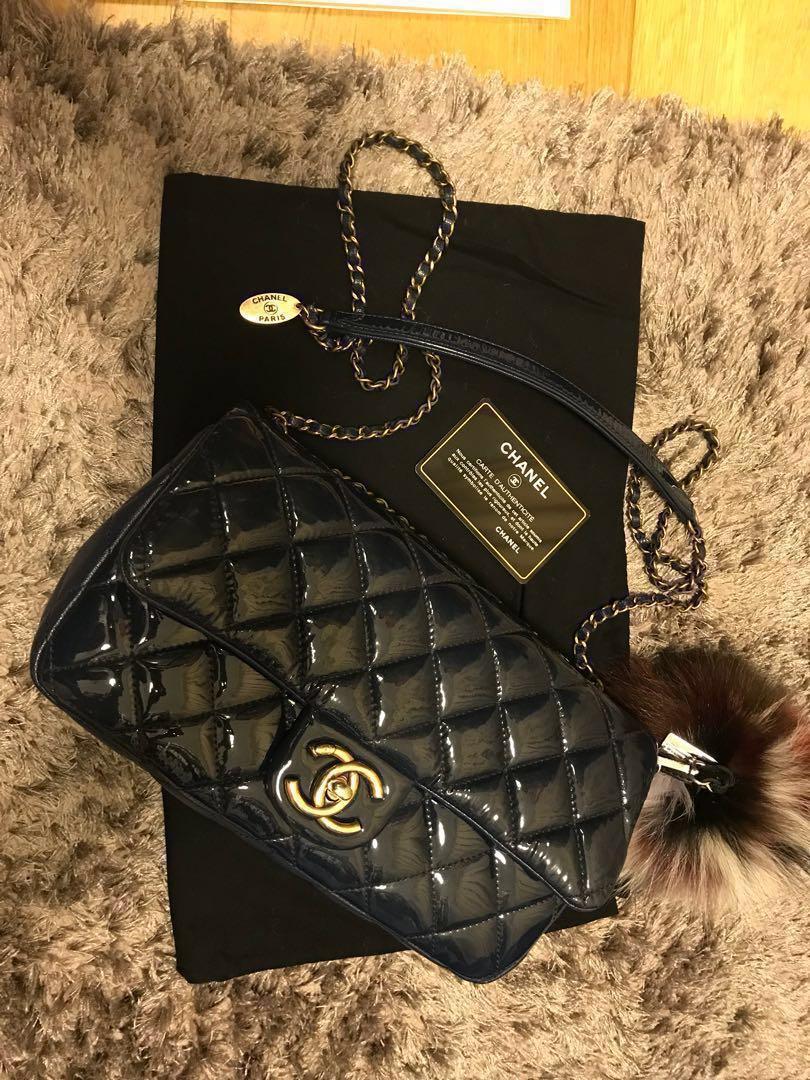Chic Chanel CC Eyelets North-South Quilted Tote Patent Goatskin! - Free  Ship USA - The Happy Coin