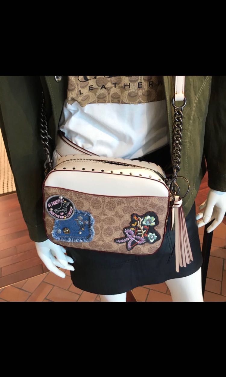 coach camera bag with rivets