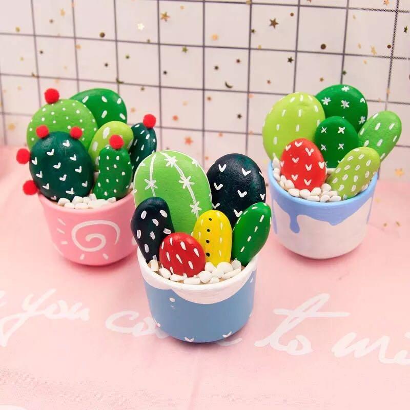 Diy Stone Cactus Painting Babies Kids Toys Walkers On Carousell