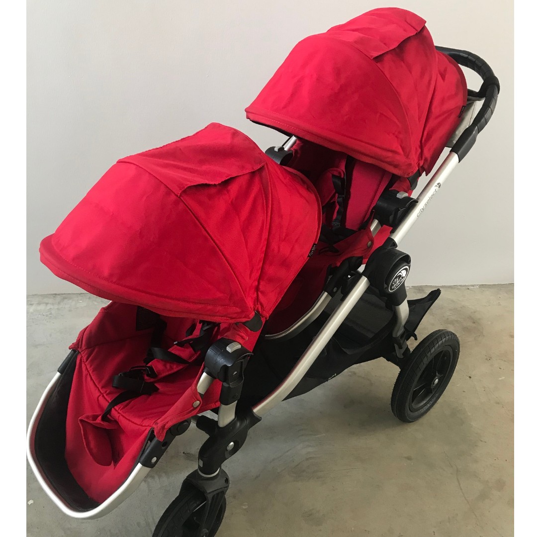 city select red double stroller