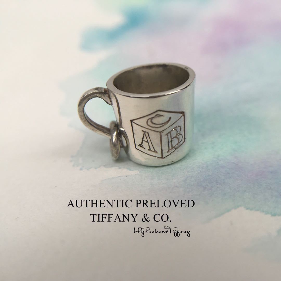 Excellent Authentic Tiffany Co. ABC Baby Cup Pendant Charm