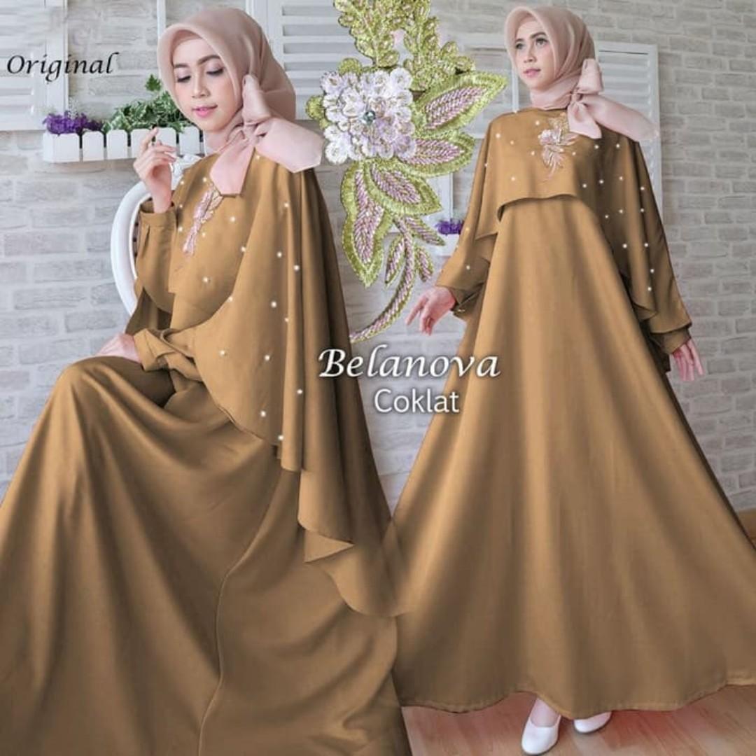 Gamis Pesta Belanova Coklat Emas Fesyen Wanita Muslim Fashion Di Carousell