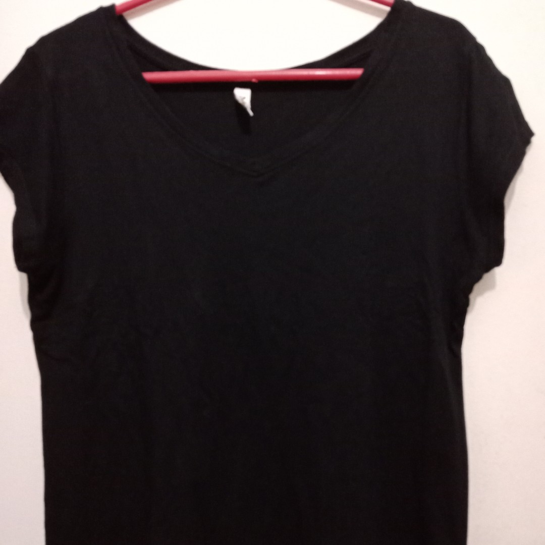 Kaos Hitam Black Polos Wanita Cewek Basic Simple T Shirt Hitam Polos