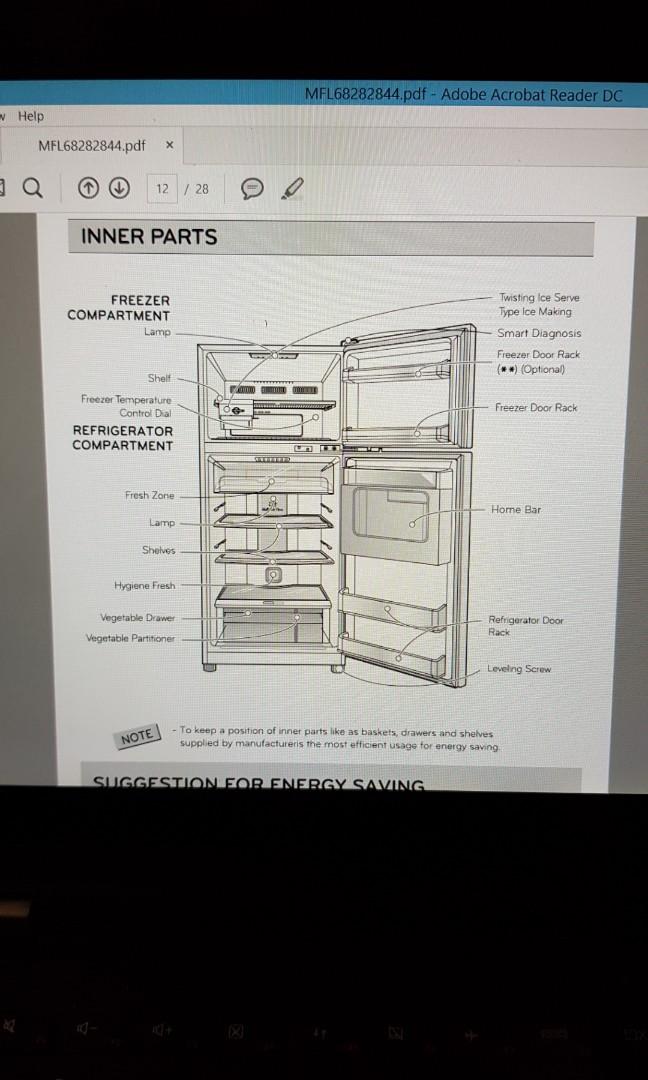 LG Refrigerator with Smart Inverter Compressor & Hygiene Fresh, TV