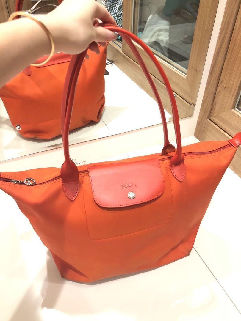 Longchamp Bag le pliage neo orange large, Women's Fashion, Bags