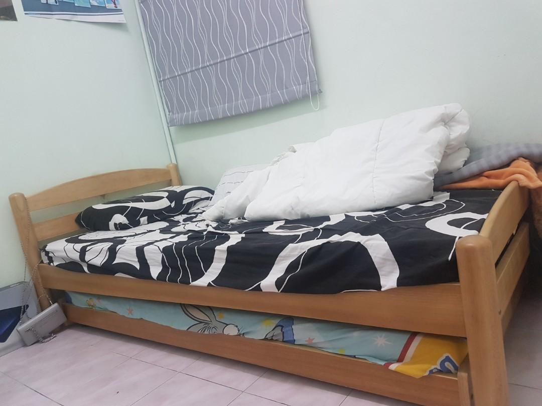 Rubber wood bed used for only one year, Furniture & Home Living