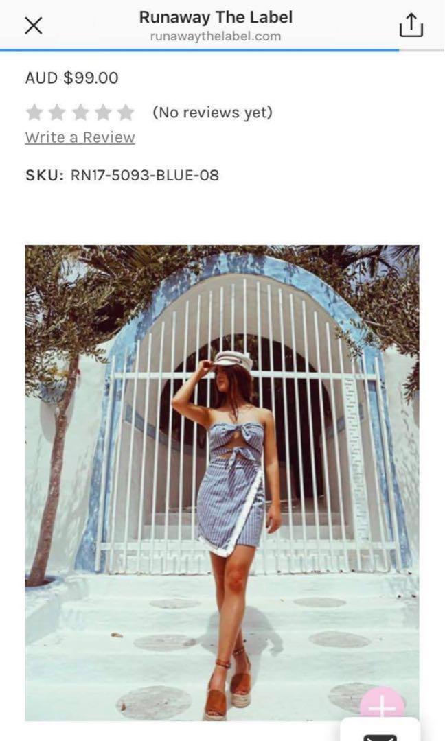 Runaway The Label Dress Blue And White Stripe Tie Double Front Dress Women S Fashion Clothes On Carousell