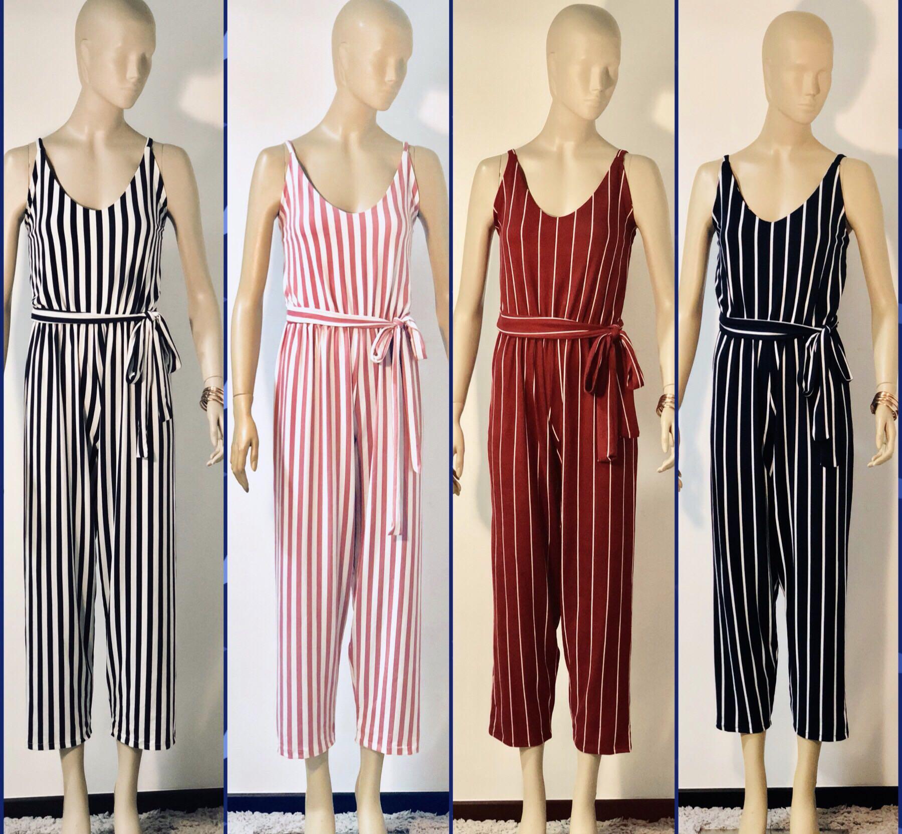 striped spaghetti strap jumpsuit