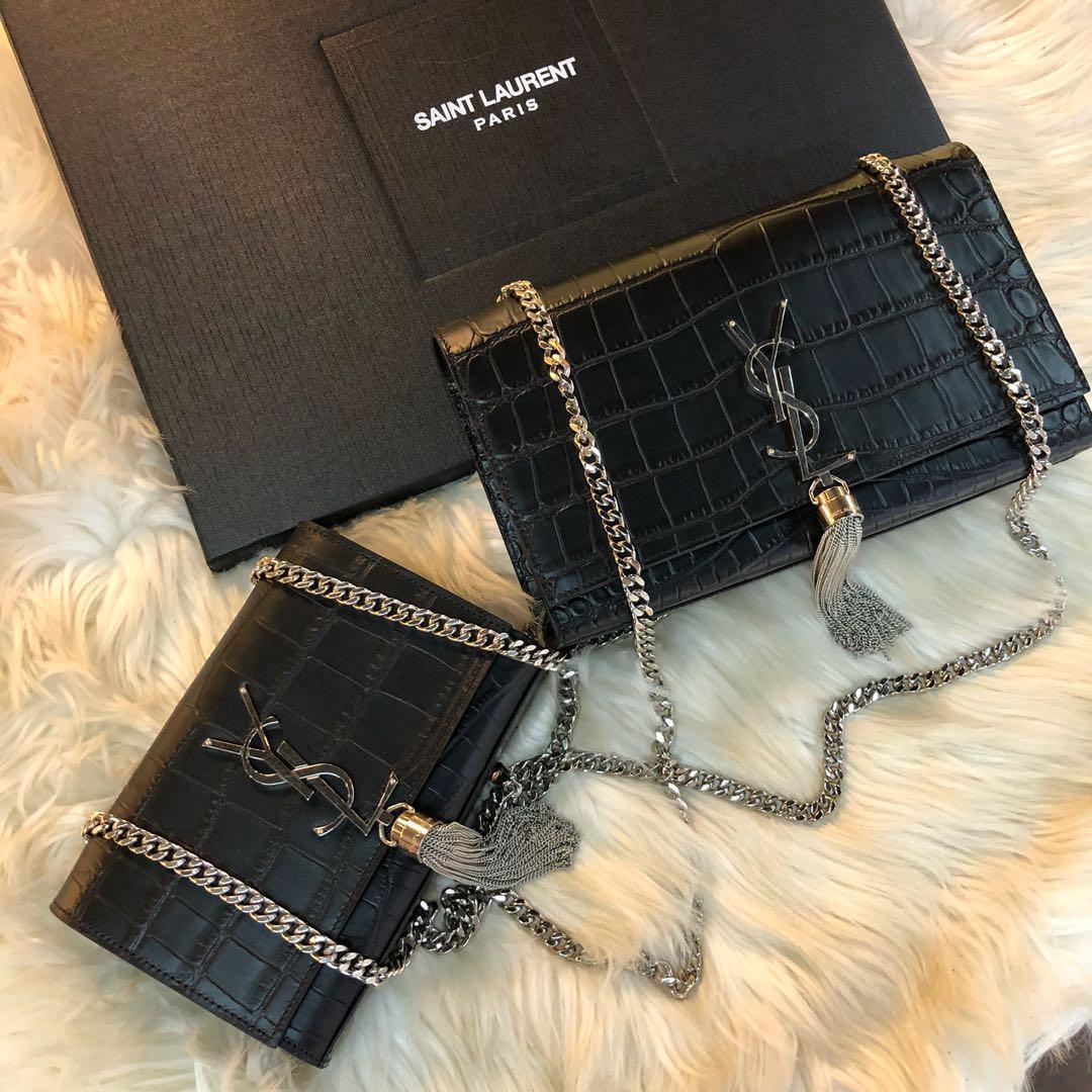 Ysl kate clearance small tassel crocodile