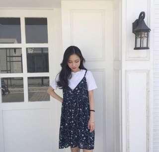 深藍小碎花洋裝